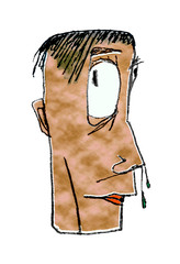 Cartoon Style Man Head Drawing