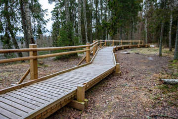 old wooden fence in countryside park