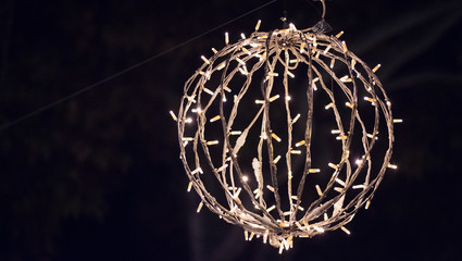 Christmas decorations at night with out of focus background