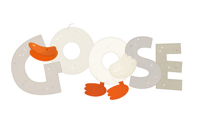 cartoon scene with goose on white background - illustration for children