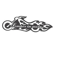 Vintage motorcycle emblem. Motorcycle with wings. Semper in motu. illustration.