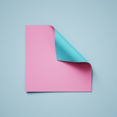 3d render, pink blue abstract paper background, page curl, curled corner, creative modern banner mockup, design element