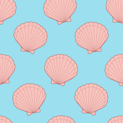 Cute kids shell pattern for girls and boys. Colorful shell on the abstract pattern create a fun cartoon drawing. The background is made in pastel colors. Urban shell pattern for textile and fabric.