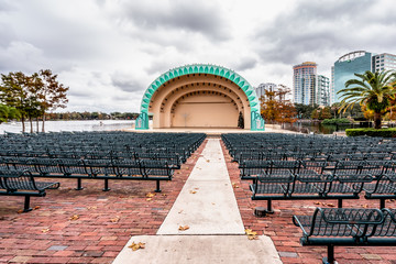 ORLANDO, FLORIDA, USA - DECEMBER, 2018: The rainbow painted amphitheater in remembrance of the...