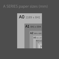 Paper sizes format comparison of series A, range from A0 to A10, vector graphics - 257298896