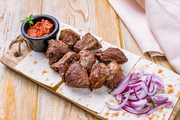 skewers of mutton flesh