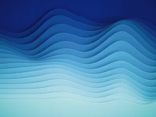 Rolgordijnen 3d render, abstract paper shapes background, sliced layers, waves, hills, gradient blend, equalizer © wacomka