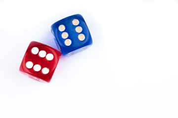 blue and red dice