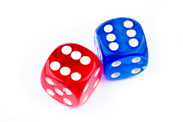blue and red dice