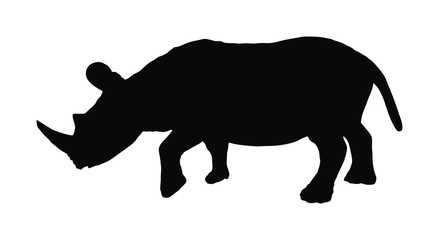 Rhinoceros vector silhouette illustration isolated on white background. Rhino silhouette. Animal from Africa.