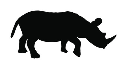 Rhinoceros vector silhouette illustration isolated on white background. Rhino silhouette. Animal from Africa.
