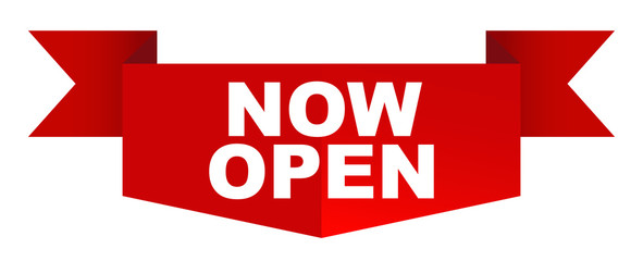 red vector banner now open