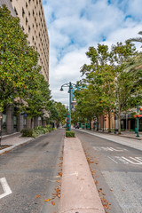 ORLANDO, FLORIDA, USA - DECEMBER, 2018: Streets of Downtown Orlando.