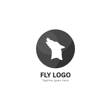 Wolf logo template design. Wolf logo with modern frame vector design