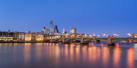 Fototapeta na wymiar View of London Central City at Night Blue hour London UK april 19