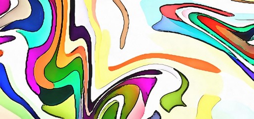 Obraz premium Abstract artistic background in very colorful pastel colors. Little swirl design. Dry graphic watercolor stylization. Juicy psychedelic design. White backdrop for element contrast. Chaotic twist paint