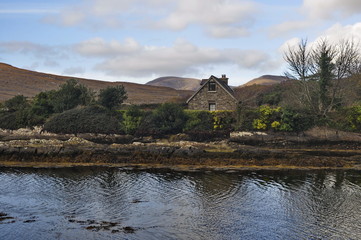 A House in the Bank of Sneem River in Ireland