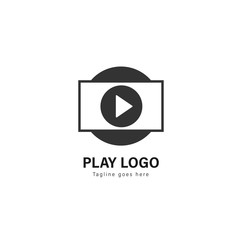 Media play logo template design. Media play logo with modern frame vector design