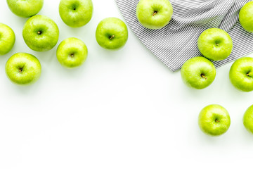 green apples for organic summer food pattern on white background top view mockup