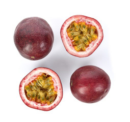 Top view set of Passion fruit isolated on white background