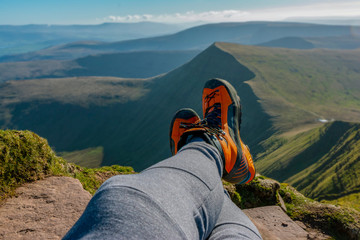View of the Brecon Beacons National Park from the peak of Pen Y Fan - obrazy, fototapety, plakaty