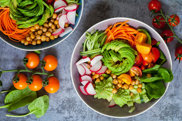 Buddha bowl with avocado and mixed vegetables