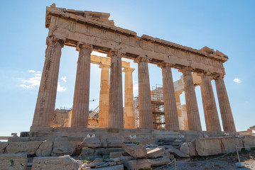 Obraz premium Parthenon, Temple of Athena, on the Acropolis in Athens, Greece. UNESCO World Heritage