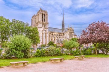 Obraz premium Paris. View of the Notre Dame Cathedral.