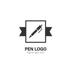 Pen logo template design. Pen logo with modern frame vector design