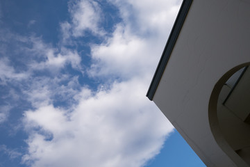 The sky and the top of the house