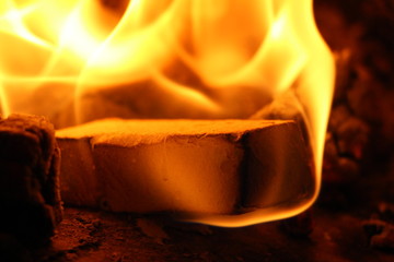 briquette burning in oven 2