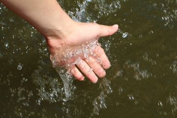 hands in the water