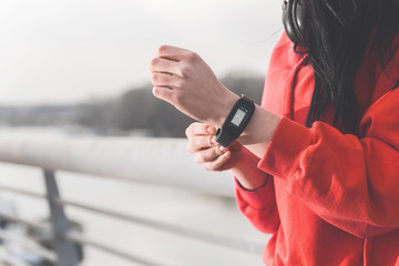Pedometer on female wrist