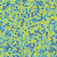 Simple background consisting of small yellow, green, blue circles, vector illustration