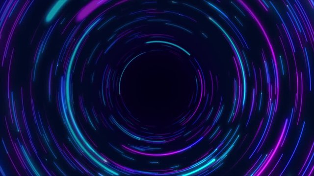 Blue & purple abstract circular radial lines background. Data flow. Optical fiber. Motion effect. Background