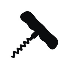 Wine bottle opener, corkscrew icon.