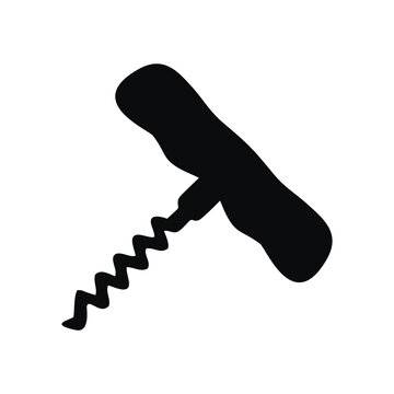 Wine bottle opener, corkscrew icon.