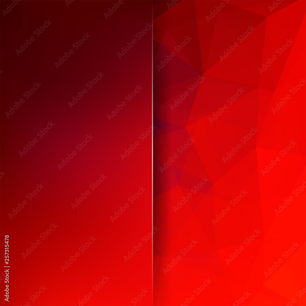 Poster geometric pattern, polygon triangles vector background in red  tone. blur background with glass. il
