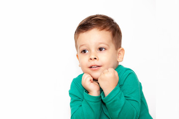 emotional boy on a light background