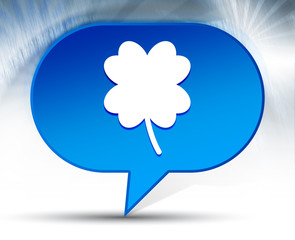 Lucky four leaf clover icon blue bubble background