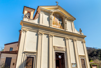 Obraz premium Ancient parish church of Sant Agnese in a small village Masciago Primo of Valcuvia, province of Varese, Lombardy