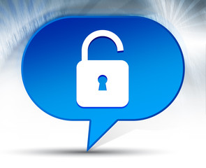 Padlock open icon blue bubble background