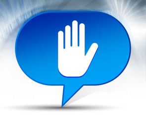 Obraz premium Stop hand icon blue bubble background