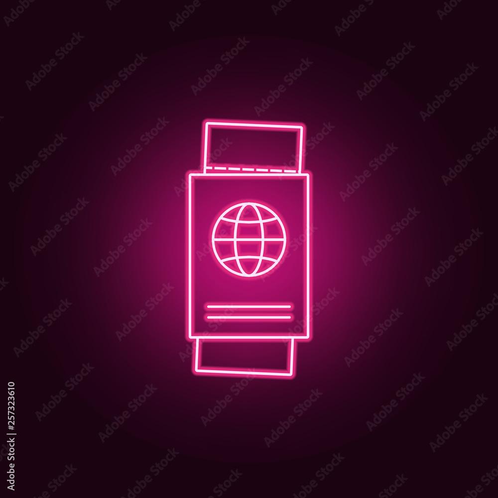 Poster ticket and passport icon. elements of airport in neon style icons. simple icon for websites, web des