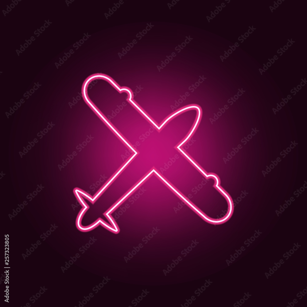 Poster plane view from above icon. elements of airport in neon style icons. simple icon for websites, web d