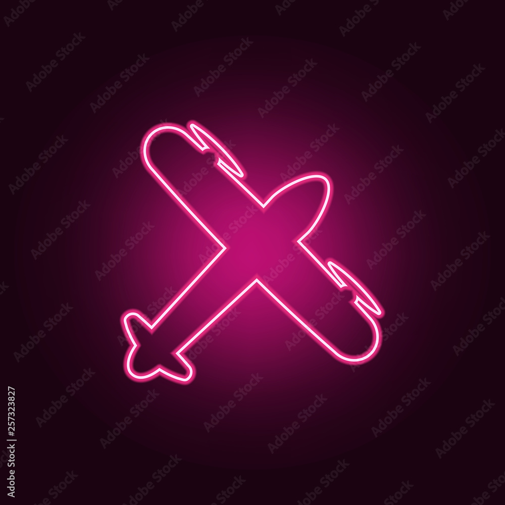Poster type of cargo plane from above icon. elements of airport in neon style icons. simple icon for websit