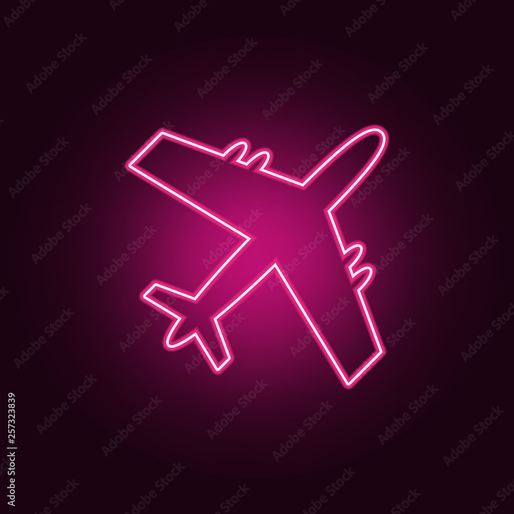 Poster plane view from above icon. elements of airport in neon style icons. simple icon for websites, web d