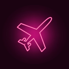 Fototapeta na wymiar plane view from above icon. Elements of Airport in neon style icons. Simple icon for websites, web design, mobile app, info graphics