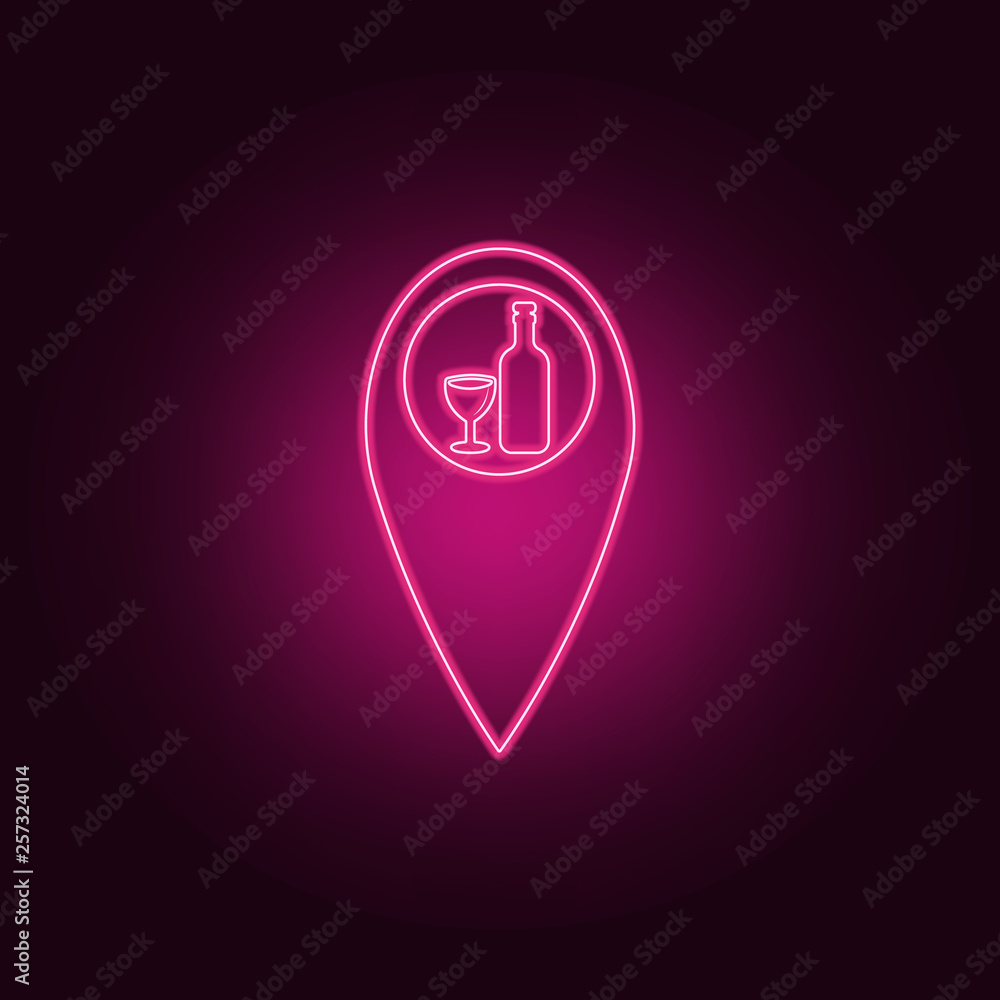 Poster dot on the map bar icon. elements of bar in neon style icons. simple icon for websites, web design, 