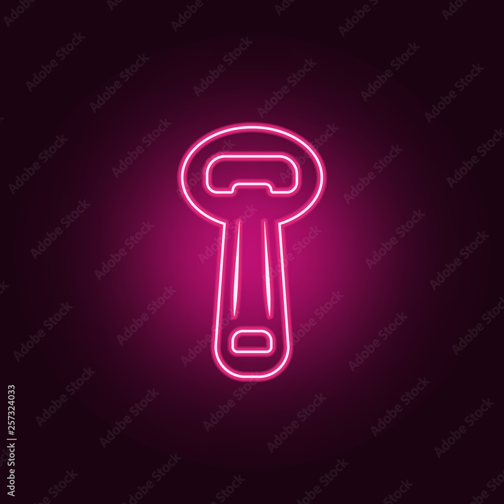 Poster bottle opener icon. elements of bar in neon style icons. simple icon for websites, web design, mobil